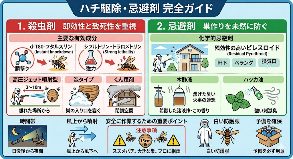 イラストによる駆除、忌避剤ガイド