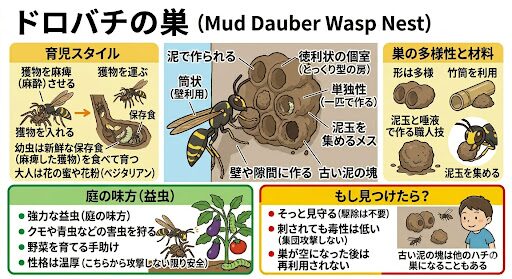 イラストによるドロバチの巣の解説