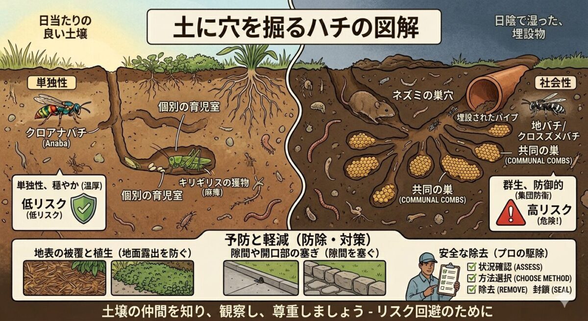 ツチバチの巣のイラスト
