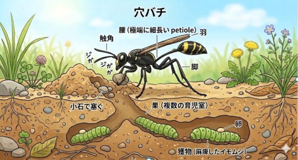 穴バチのイラスト2