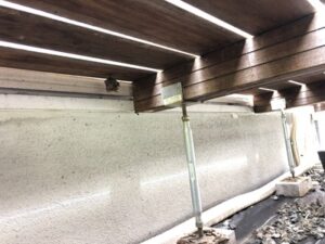 ウッドデッキ下のアシナガバチの巣